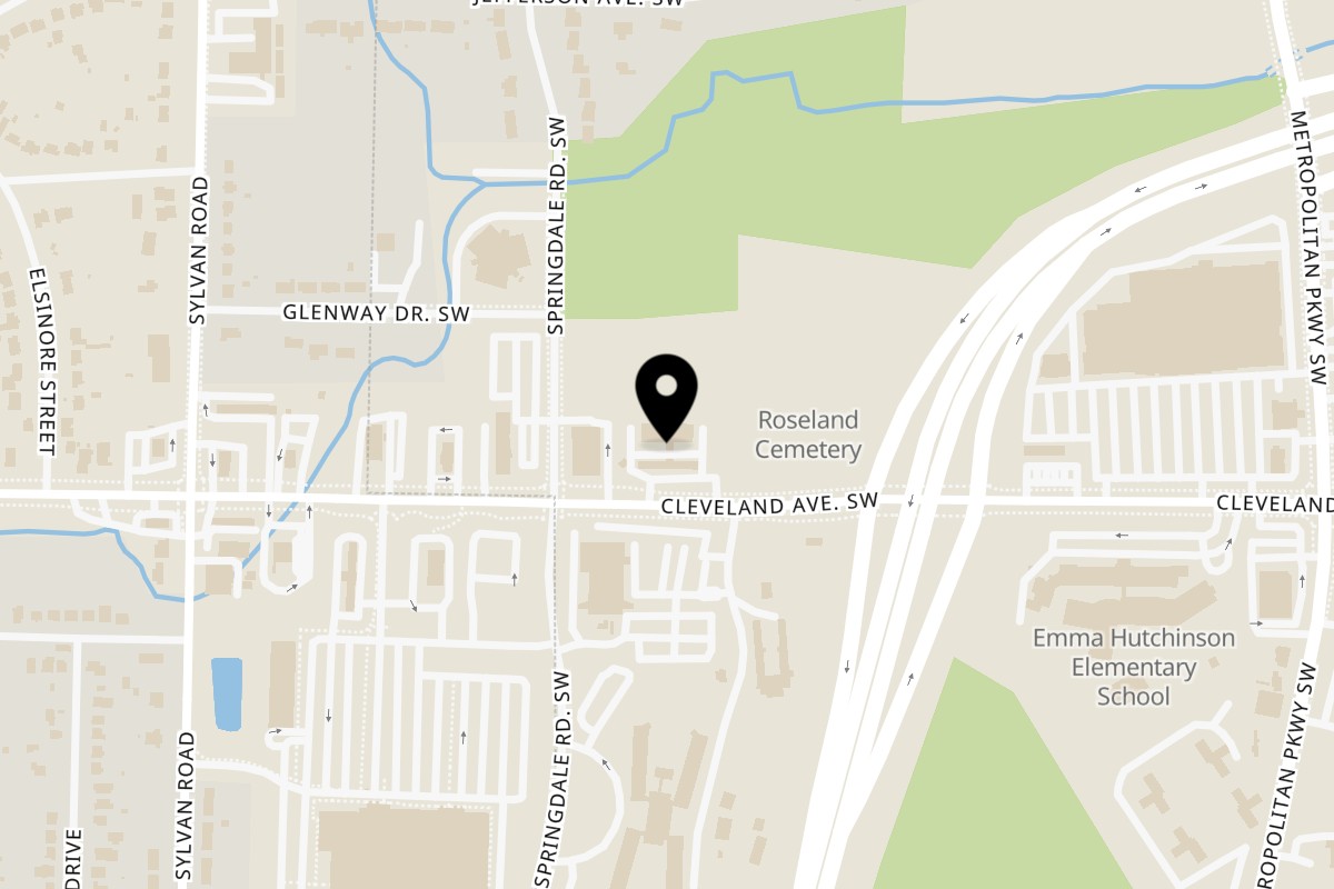 Map showing the location of Ms. Ethel's Kitchen on 757 Cleveland Ave SW in Atlanta
